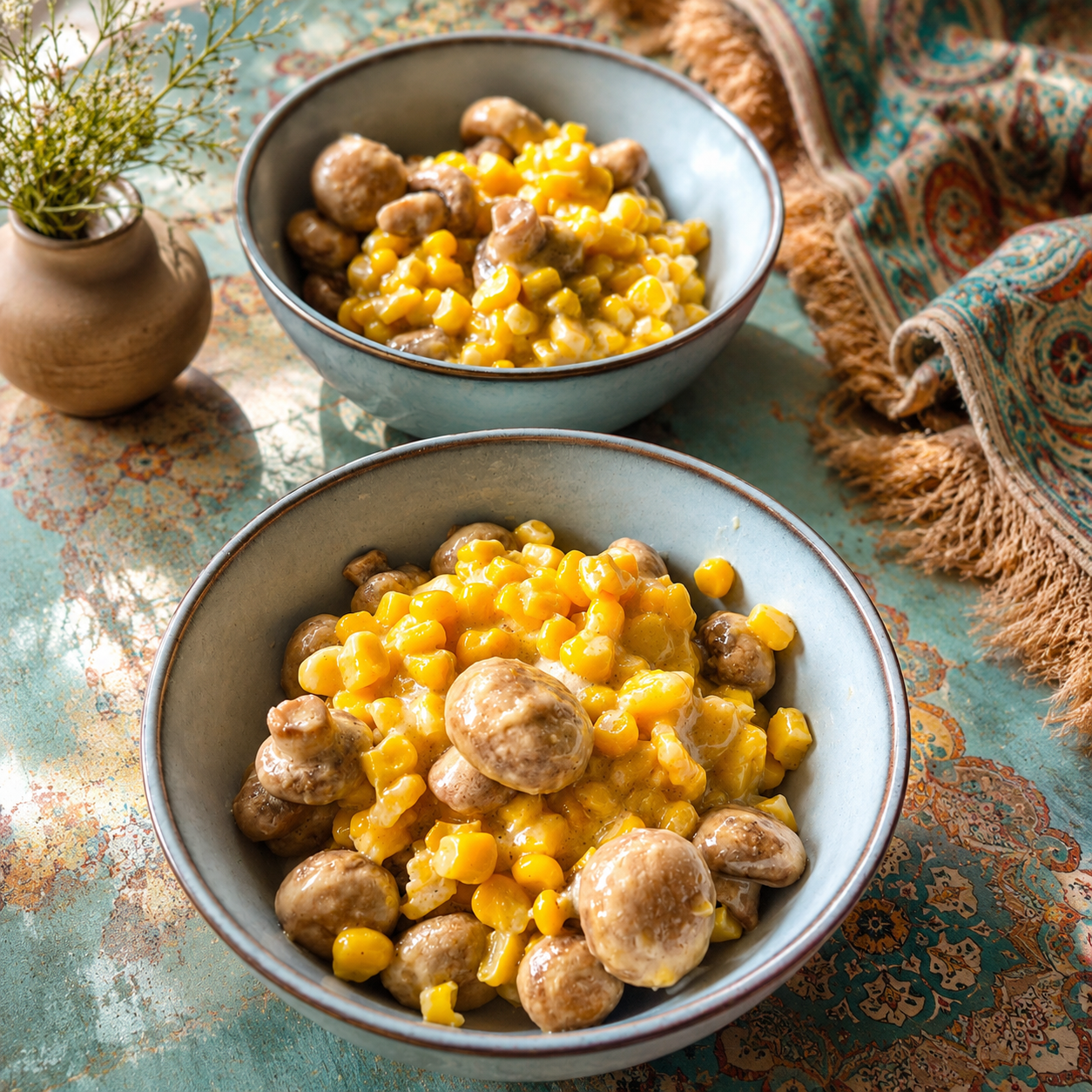 Cheesy Mushroom & Corn